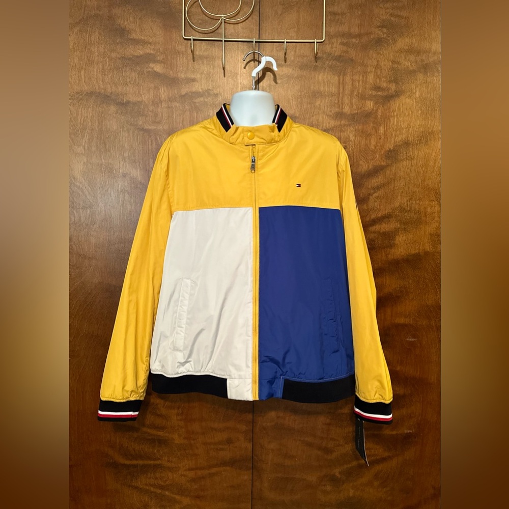 Tommy Hilfiger Full Zip Fall Bomber Jacket Mens XXL Colorblock Windbreaker Lined
